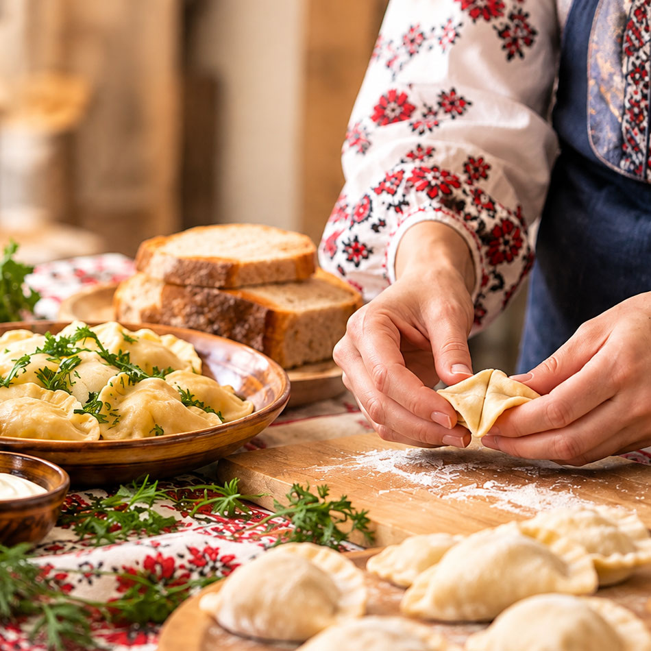 Préparation de varenyky, raviolis ukrainiens, projet « Cuisine de possibilité »